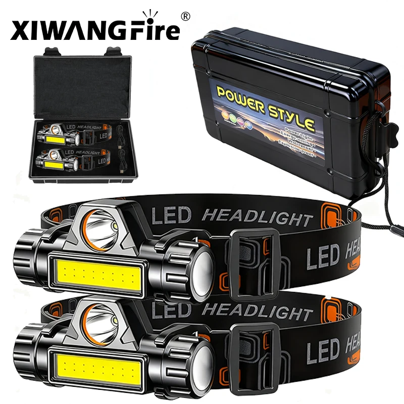 

COB LED Headlamp Torch Rechargeable Headwear Flashlight Outdoor Waterproof Camping Fishing Mining Lantern Headlight With Magnet