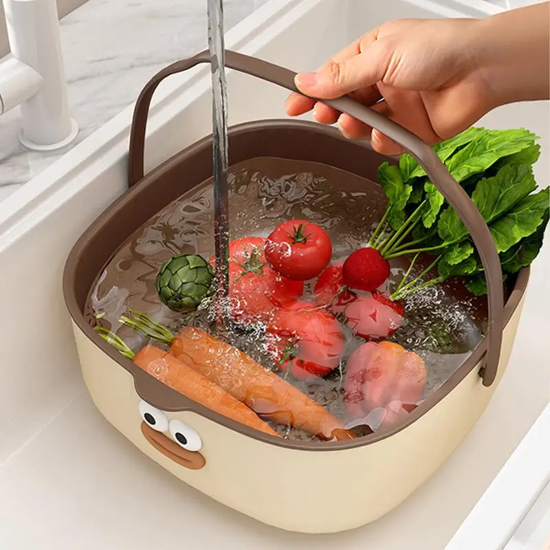 Fruit And Vegetable Washing Basket Double Layered Fruit And Veggie Wash Large Capacity Dishwasher Friendly Fruit Washing Bowl