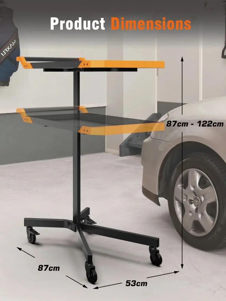 Auto-Reparatur-Werkbank, Höhenverstellbare Mobile Werkbank, 8-Stufige Höhenanpassung, Multifunktionaler Handwagen, 360° °   Schwenkbarer Ca.