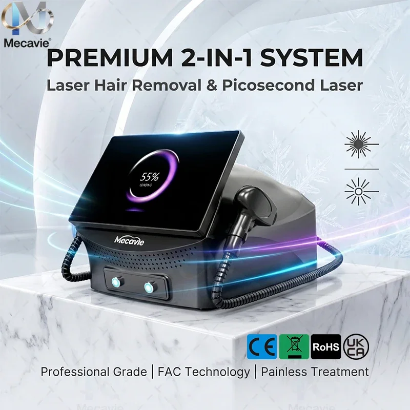 2in1 4000W Diode &Pico Laser 4 Wavelengths (755/808/940/1064nm) Ice Point Hair Removal5 Probes Tattoo/Spot Removal CE Certified