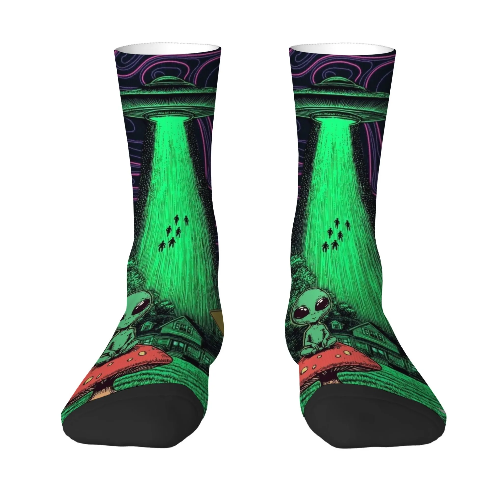 

Sci-Fi Alien-Themed Cartoon Men's Socks Retro Style Crazy Street Casual Hip-Hop Trend Socks Novelty Funny Happy Socks Party Gift