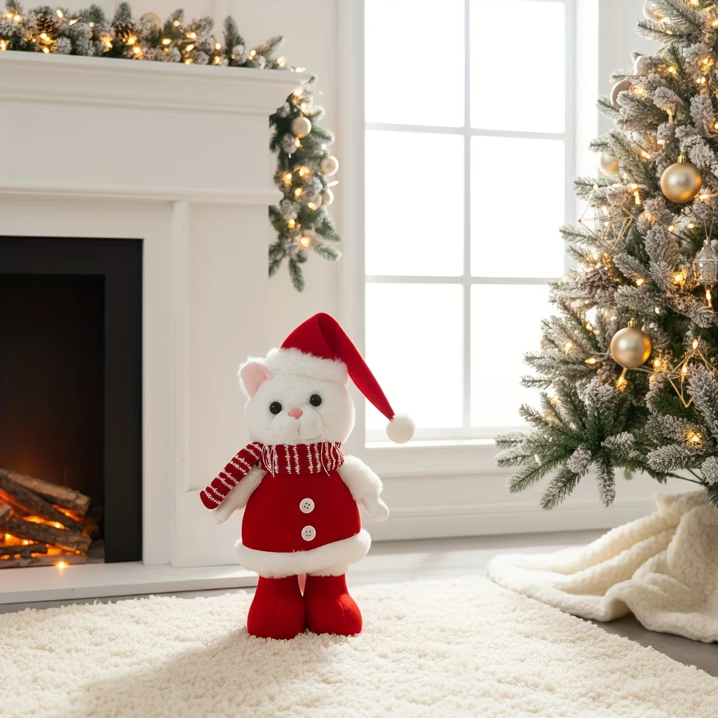 

kitten in a Santa costume | Holiday mantel decor gift for Christmas | Cute Fall and winter home decor ,display Collectible Dolls