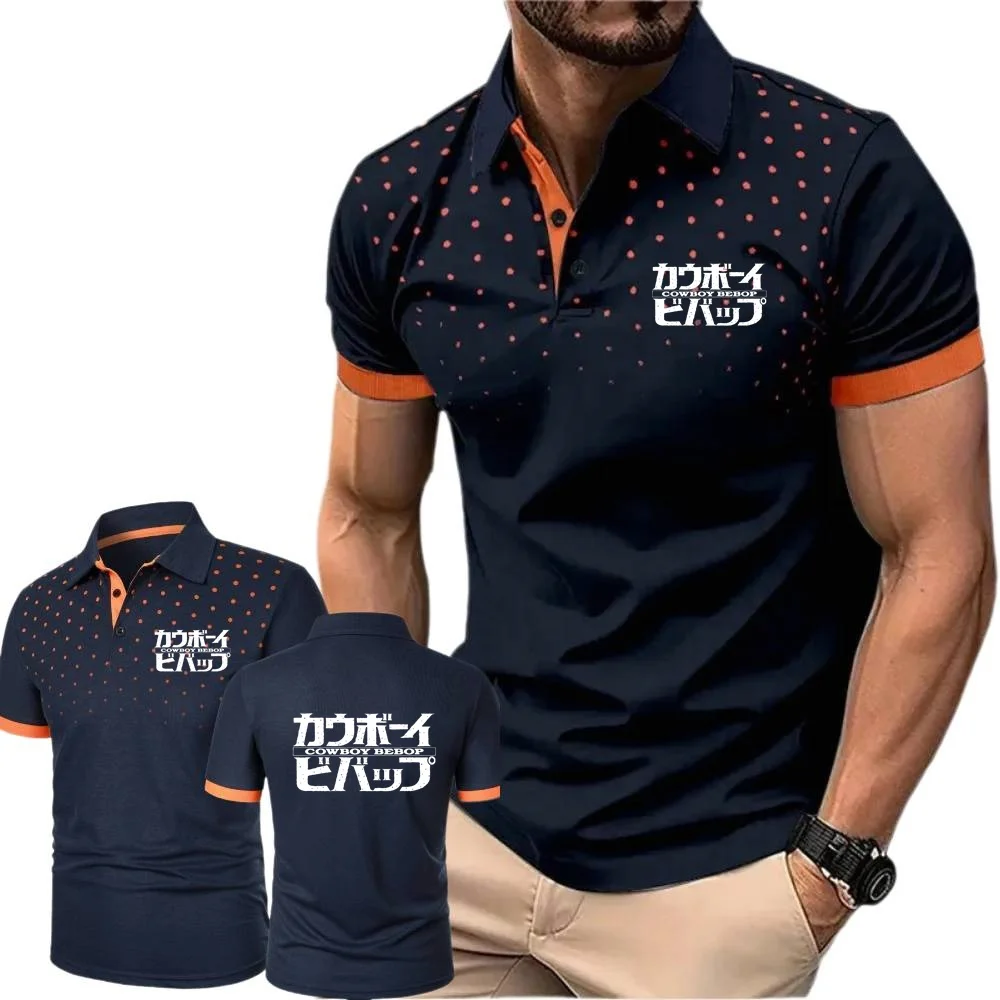 Youth Cowboy Bebop Polo Shirts Short Sleeve T-Shirt for Men Outdoor Sports Enthusiasts Classic Golf Tennis Jersey Tees