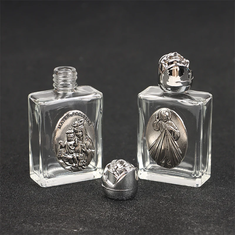 1Pc ガラス詰め替え可能な聖水ボトル 12 種類イエスボトル宗教十字架ボトルキリスト教の聖母彫刻ボトル