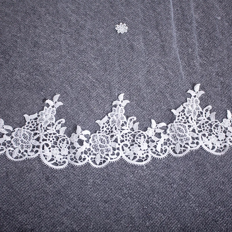 New Design Luxury Wedding Accessories Lace Applique Church Train Bride Veils Bridal Accessory фата velos de novia welon