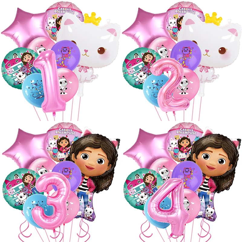 Gabby Cats Dollhouse Balloons Cartoon Figure Girls Favors Birthday Party Balloon Decoration Baby Shower Party Aluminum Foil Ball