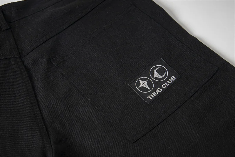 Fashion Star Moon Nails Thug Club Pants Long Casual Trourers Men's Women's Zipper Straight-leg Work Pants