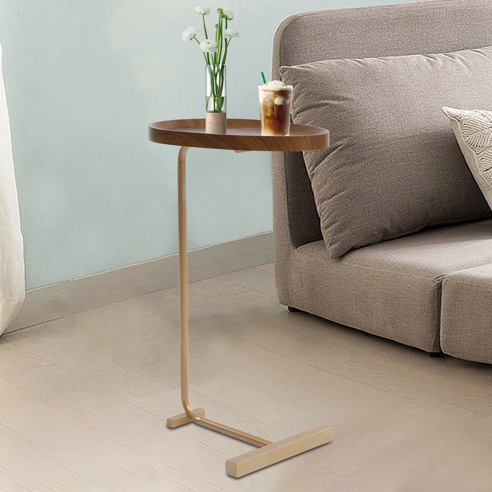 

Small Side End Table C-Shaped Snack Table Small Coffee Table Corner Bedside Table Mobile Simple Tea Tables Storage