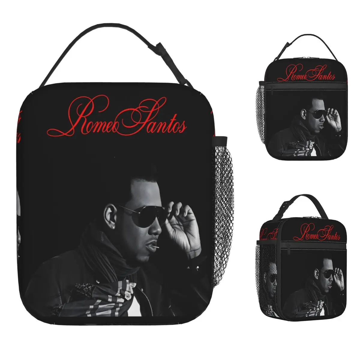 

Латинская певица R-romeo Santos Сумка для обеда Ланч-бокс для пикника на открытом воздухе унисекс Удобная сумка-холодильник Оксфордская сумка-тоут для еды на заказ