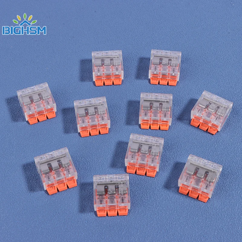 10ชิ้นสายเคเบิลเชื่อมต่อสีส้มชุดขั้วต่อสายไฟขนาดกะทัดรัดรวดเร็วขั้วต่อสายไฟ1เข้าและออก