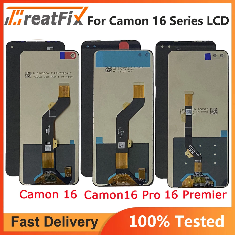 

For Tecno Camon 16 Pro CE8 LCD Display Screen Assembly Digitizer Camon 16 S CD6J LCD Camon16 CE7 Camon 16 Premier CE9 lcd Part