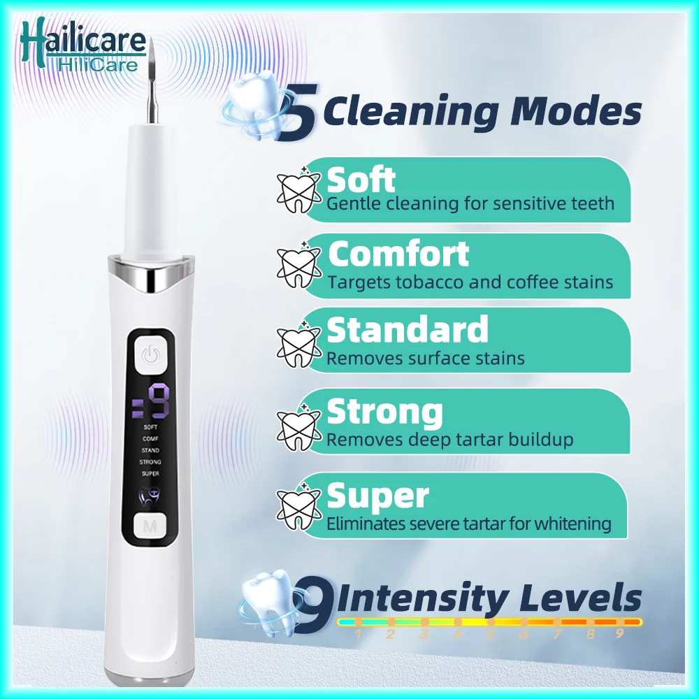 

Dental Ultrasonic Air Scaler LED Light and 5 Adjustable Modess Tooth Calculus Remover Cleaning Tool Whiten Tooth