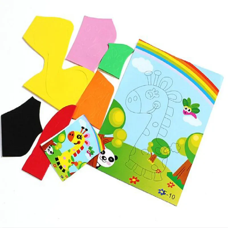 3D Paste Sponge Paste Toys Foam Sticker Puzzle Game DIY Cartoon Animal Learning Education Toys for Children Kids