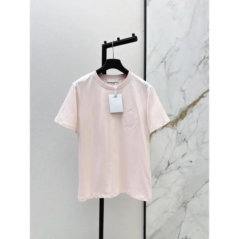 

Embroidered T-shirt Women's 26 Spring And Summer New Round Neck Cotton Breathable Versatile Short Sleeve Top