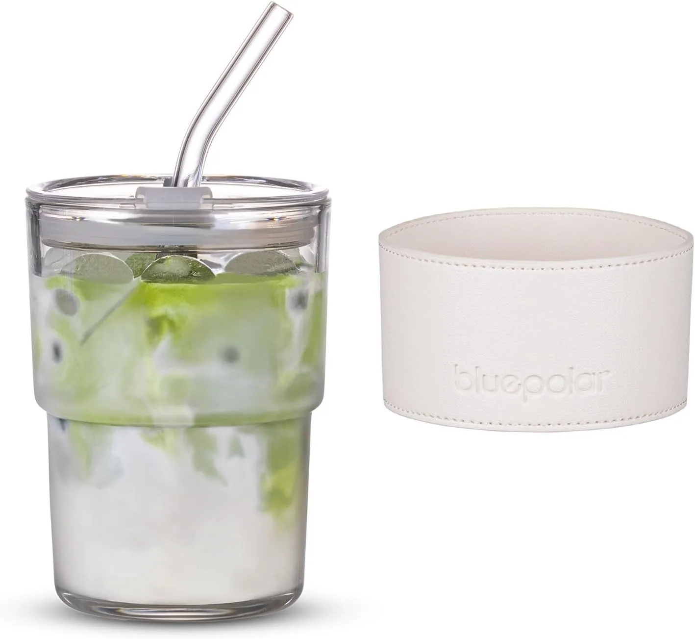 

13oz/400ml Tumbler Water Glass, Cups with Straw and Lid Sealed Carry on for Coffee, Iced Tea, Thick Wall Insulated Glass Cup(whi