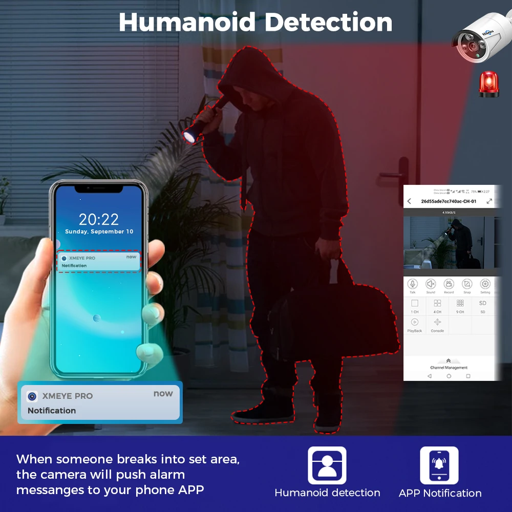 Imagem -05 - Hiseeu-câmera de Vigilância ip Cctv Sistema Poe Nvr Câmeras Impermeáveis de Segurança Doméstica Visão Noturna H.265 Xmeye Pro 4mp 5mp
