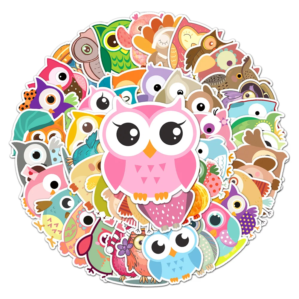 

10/30/50PCS Cartoon Owl Animal Personality Graffiti Creative Sticker Desk Refrigerator Skateboard Waterproof Sticker Wholesale