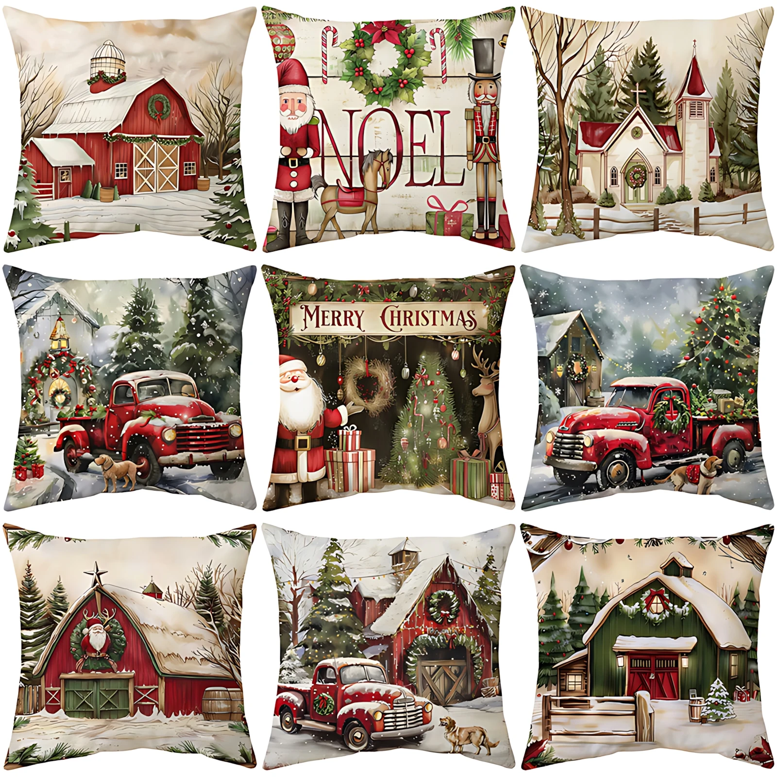 

2024 New 2PCS Merry Christmas Throw Pillow Cover Holiday Cushion Xmas Case Decoration Sofa Couch Living Room Decor Pillowcase