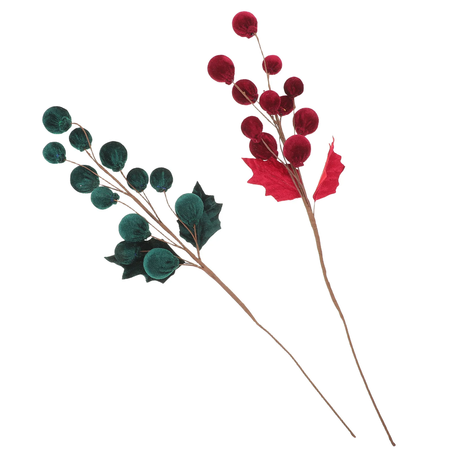 

2pcs Christmas Decorations Spheres Ball Pick Artificial Berry Stems Branches Holiday Wreath Supplies For Xmas Tree Centerpiece