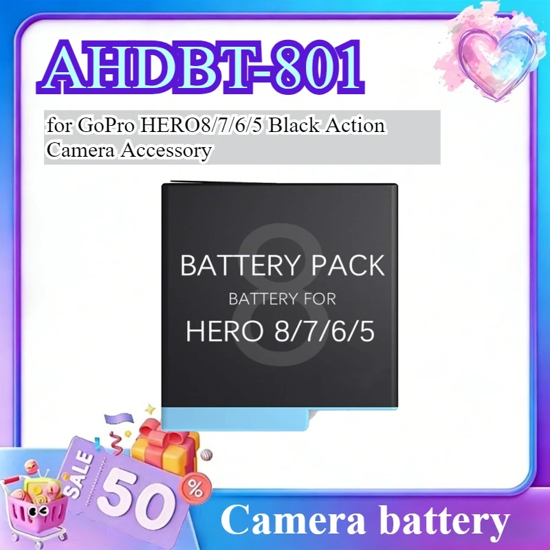 AHDBT-801 Fully Decoded Battery for GoPro HERO8/7/6/5 Black Action Camera Accessory