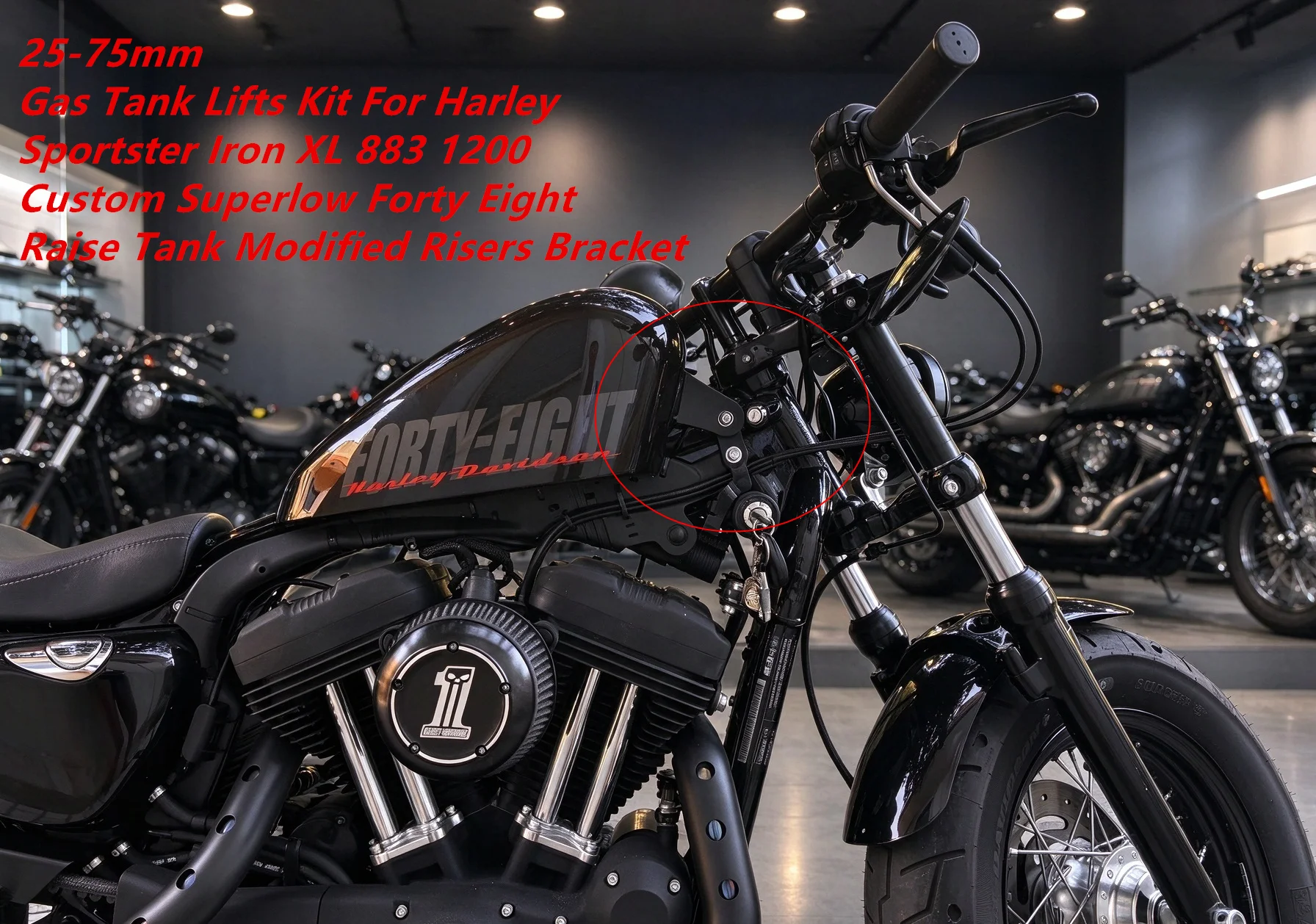 25-75mm Gas Tank Lifts Kit For Harley Sportster Iron XL 883 1200 Custom Superlow Forty Eight Raise Tank Modified Risers Bracket