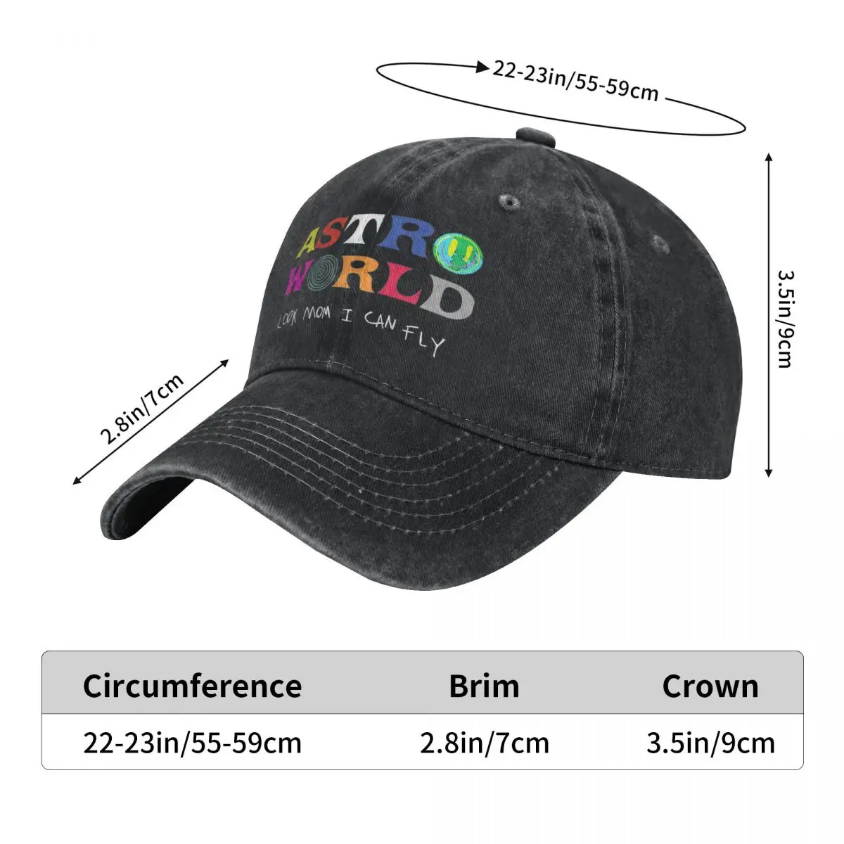 ASTROWORLD Look Mum I Can Fly Washed Baseball Cap Trendy Trucker Hat Summer Couple Women Running Hippie Design Baseball Caps