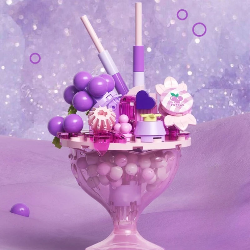 MOC Candy Pudding Sundae Drink Cups Building Blocks Set Play House Ice Cream Cups Decor Toy Children Adult Holiday Birthday Gift