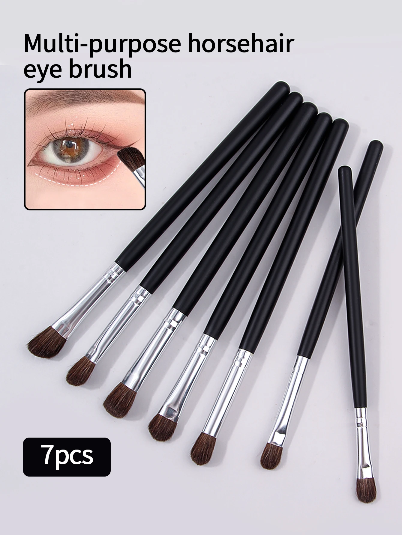 7pcs Eye Makeup Brush Pony Hair Brush Professional Eye Shadow Brush Set Soft Portable Rendering Brush Professional Beauty Tools