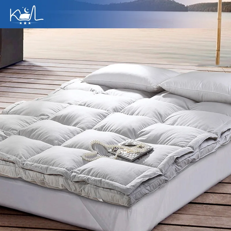 10cm Extra Thick Down Feather Mattress Topper, Soft Double Layer Quilted Bed Pad, Plush Fluffy Mattress Cover for Double Bed