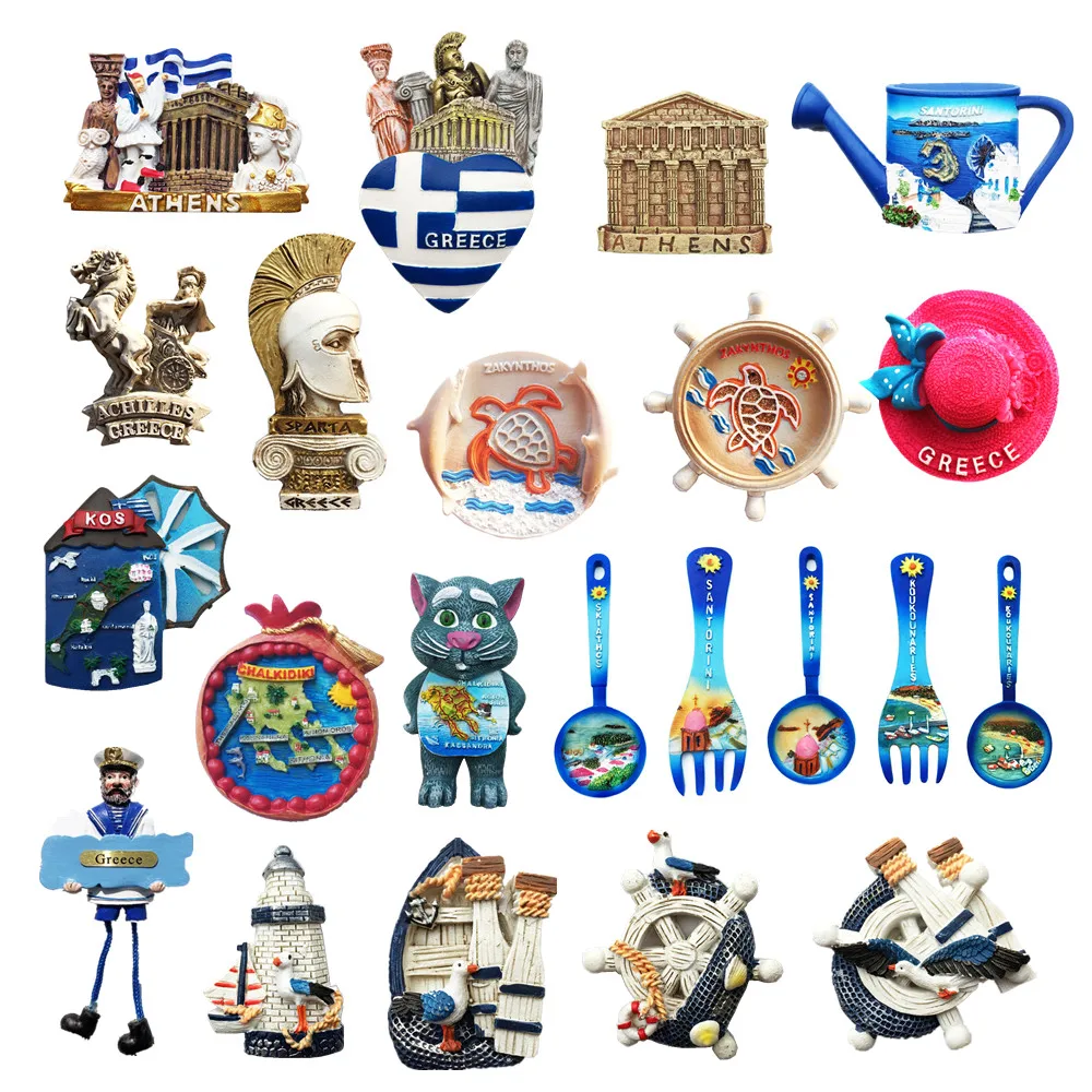 

Greece Santorini Tourist Souvenir Fridge Magnets Decoration Articles Handicraft Magnetic Refrigerator Collector Collection Gifts