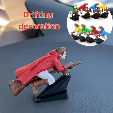 Witch Wizard Car Dashboard Ornaments Broomstick Drift Gravity-sensing Decor Mini PLA Car Interior Funny Gift