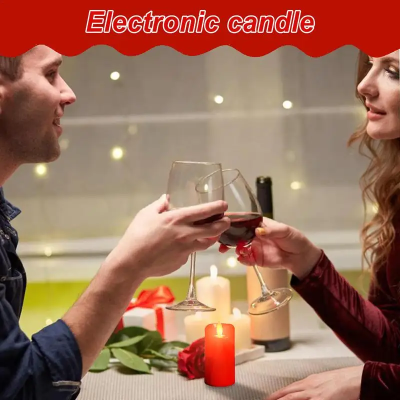 Czerwone ruchome świece płomieniowe Czerwona bateria Migocząca świeca Fałszywe świece na Boże Narodzenie Ślub Centerpiece LED Candles Home