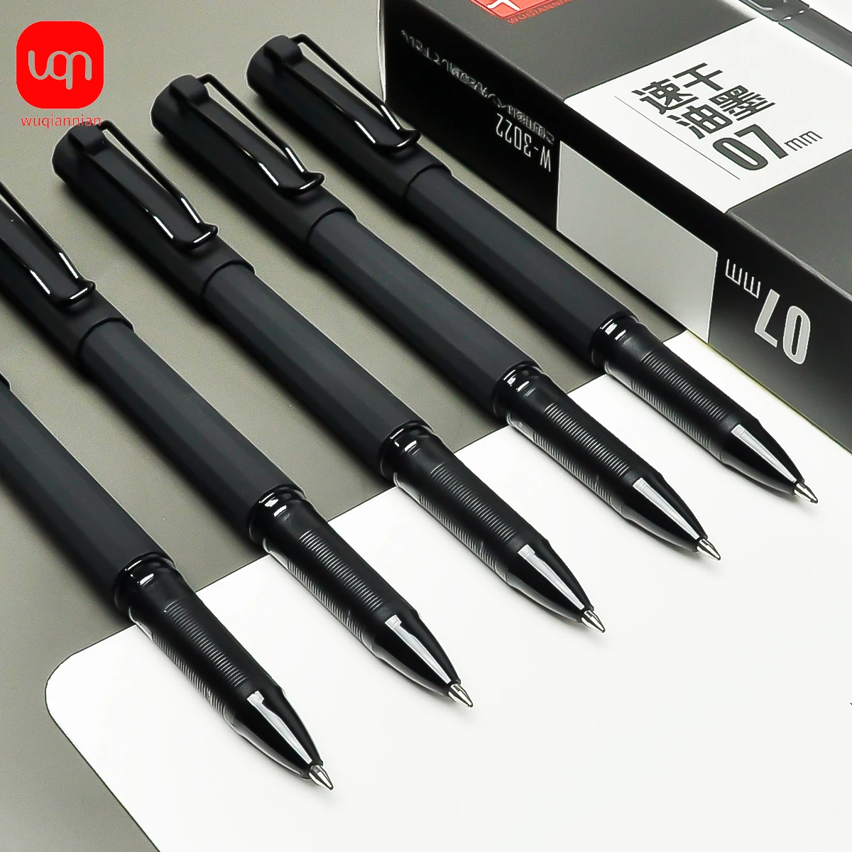 New black neutral pen, 0.7mm, minimalist, elastic clip, business pen, carbon pen, diary pen, personalized, quick drying 3/6pcs