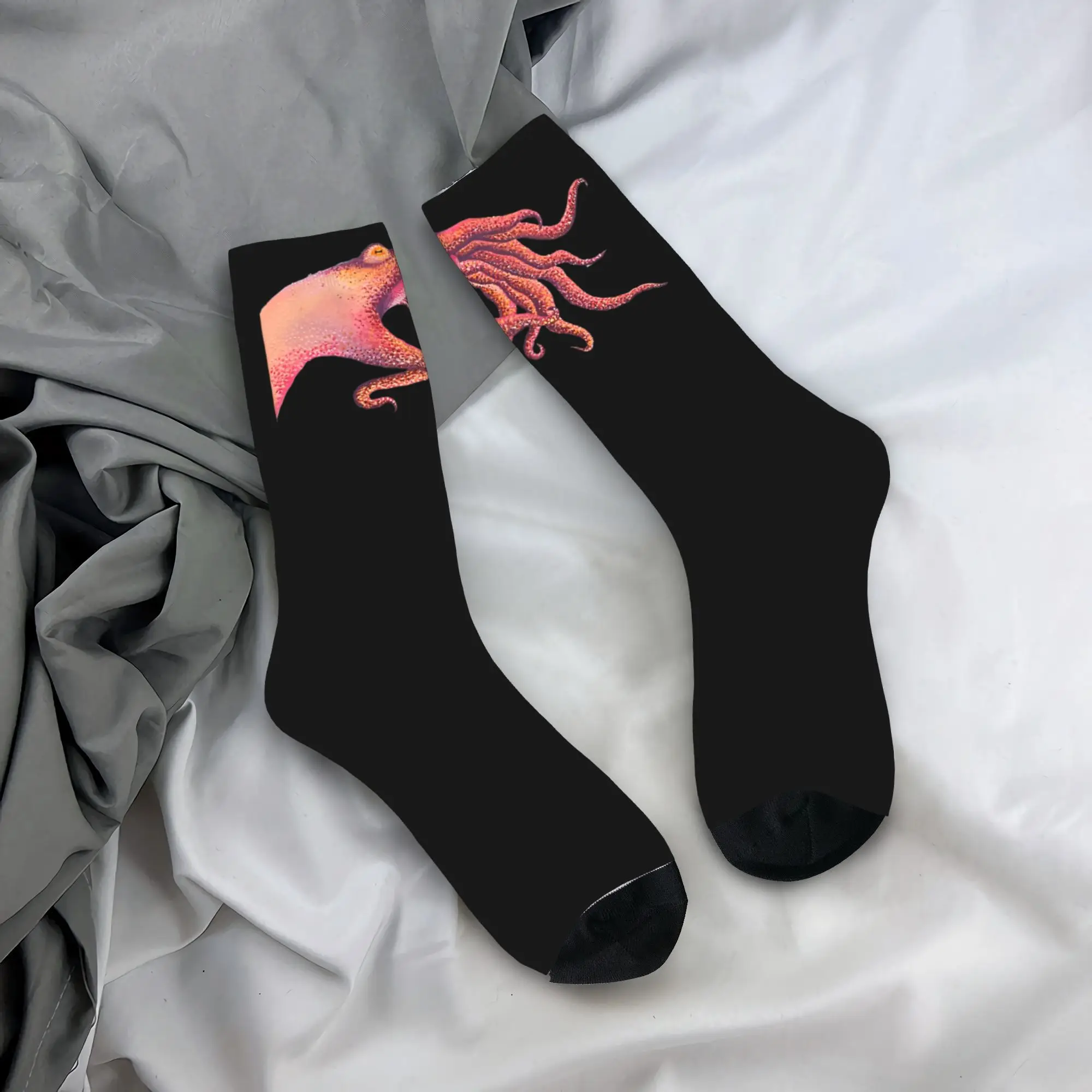 

Octopus Orange Stockings Men Socks Warm Soft Fashion Socks Autumn Skateboard Anti Skid Graphic Socks Gift