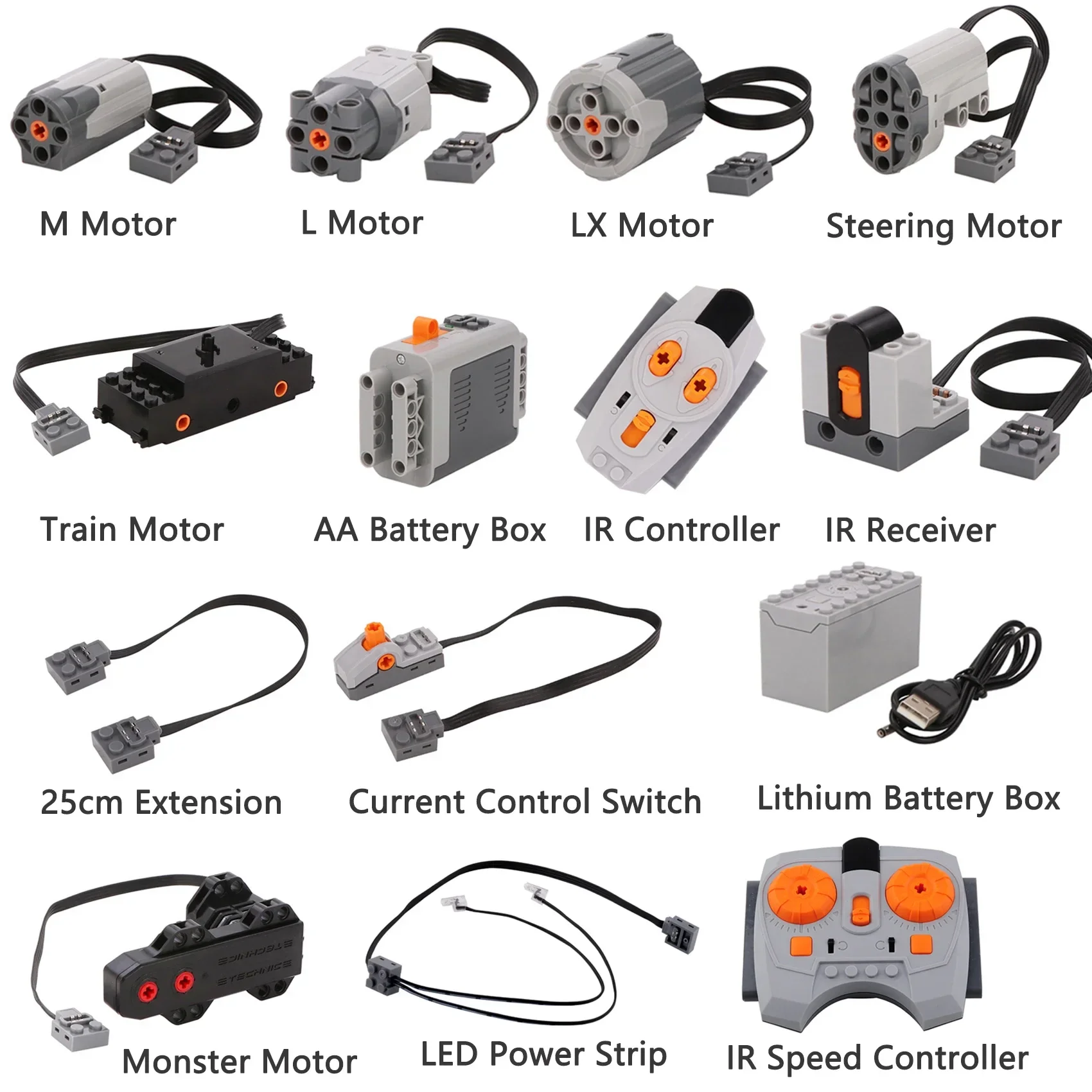 14 ชิ้น/เซ็ตการวิเคราะห์อะไหล่มอเตอร์ MOC Multi Power ฟังก์ชั่น 8293 8883 99012 88004 รถไฟมอเตอร์ IR รีโมทคอนโทรลกล่องแบตเตอรี่