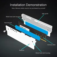 TUMMASTER Computer ARGB RAM Memory Heatsink Cooler with Thermal Conductive Pad for Desktop PC Memory DDR2/DDR3/DDR4/DDR5 5