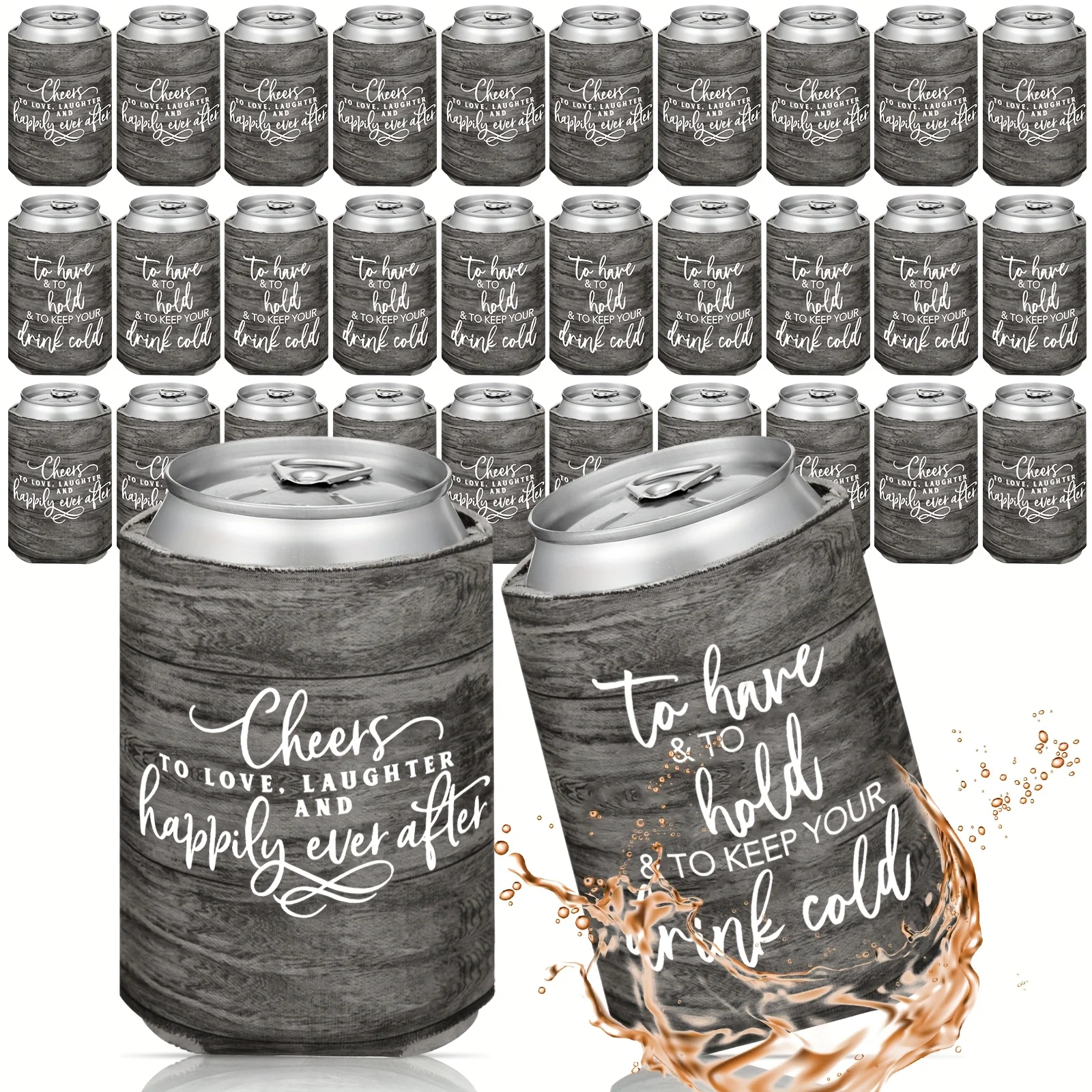 AliExpress – 50-Pack Rustic Gray Wood Wedding Can Coolers – Rehearsal Dinner & Engagement Party Favors, Cheers-Themed Guest Gifts for Bridal Showers and Celebrations