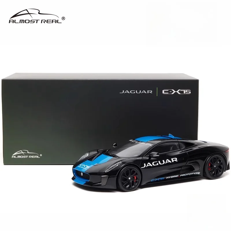 1:18 Полностью открытый Jaguar C-X75 металлический черный с голубыми полосками, статическая игровая модель автомобиля из сплава в стиле хипстер, дисплей для коллекции для взрослых