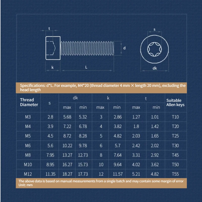 1-5pcs 12.9 Grade Black Torx Socket Cap Head Screw, Star Drive Allen Bolt, Cylinder Torx Machine Screw M3 M4 M5 M6 M8 M10 M12