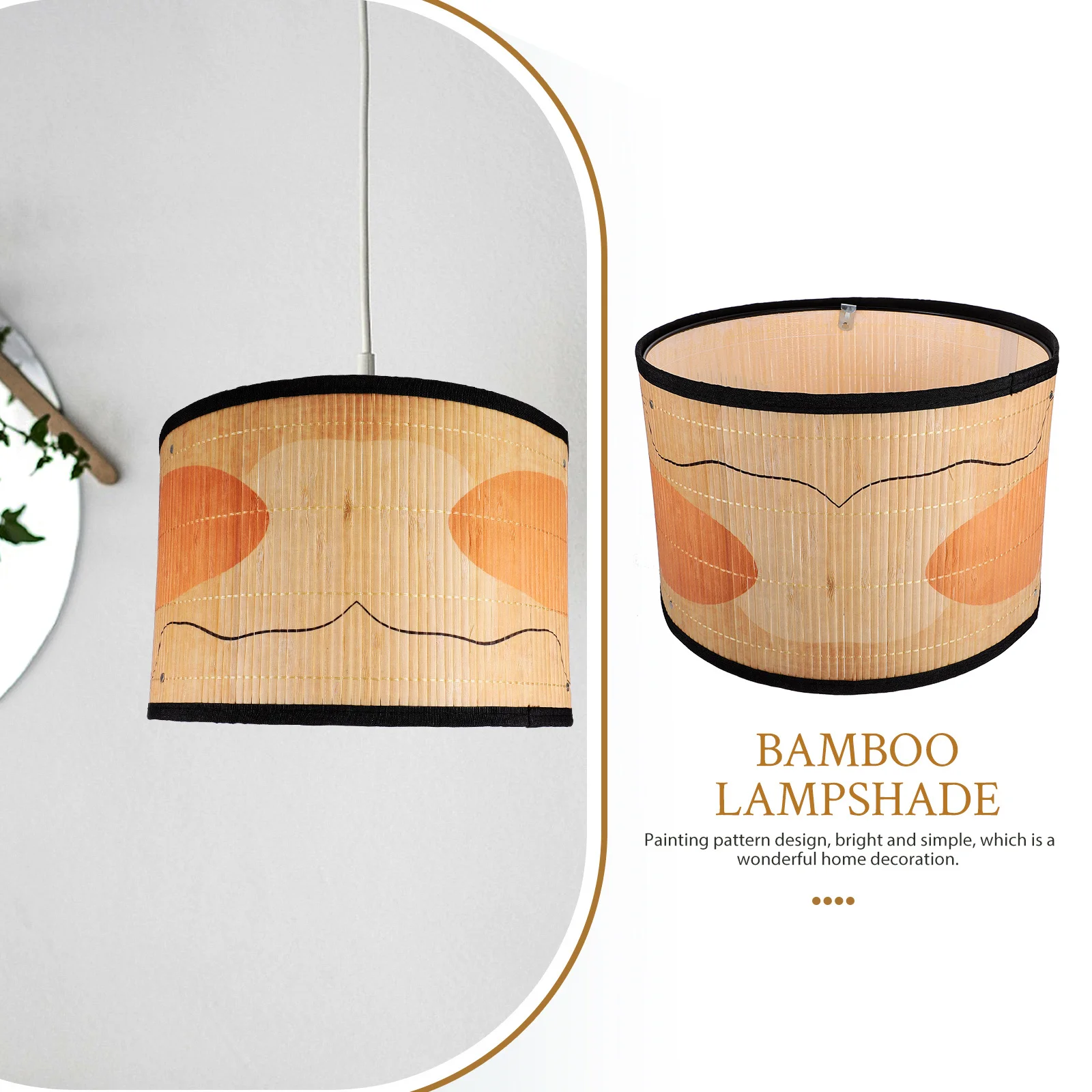 

Printed Bamboo Lampshade for Ceiling Lamp Cover Decorative Light Shade Replacement for Living Room Bedroom Office