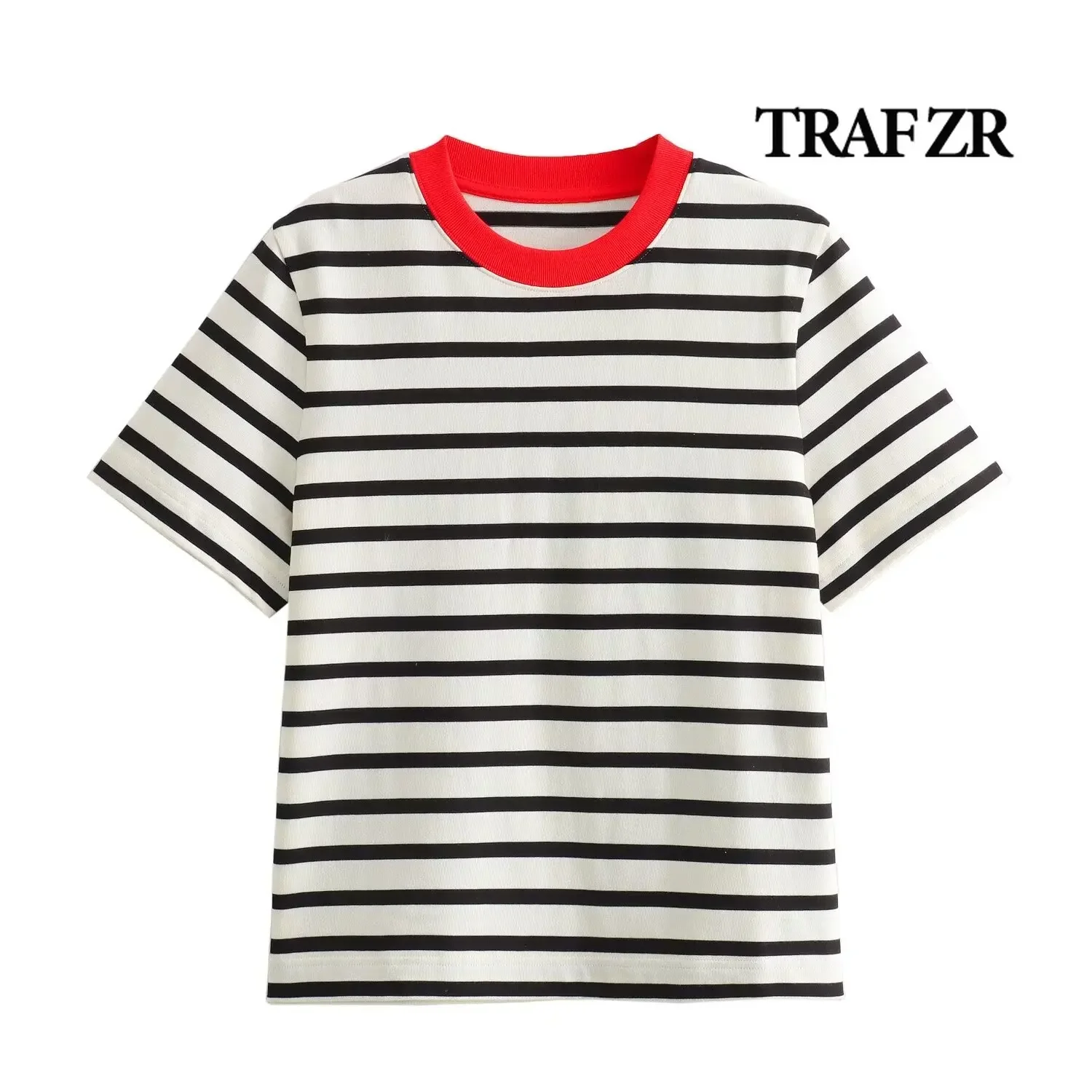 

TRAF ZR Woman T-shirts Summer 2024 Cotton Y2k Shirts T Shirt for Women Harajuku O Neck Short Sleeve Tee Women Pulovers Tops P38