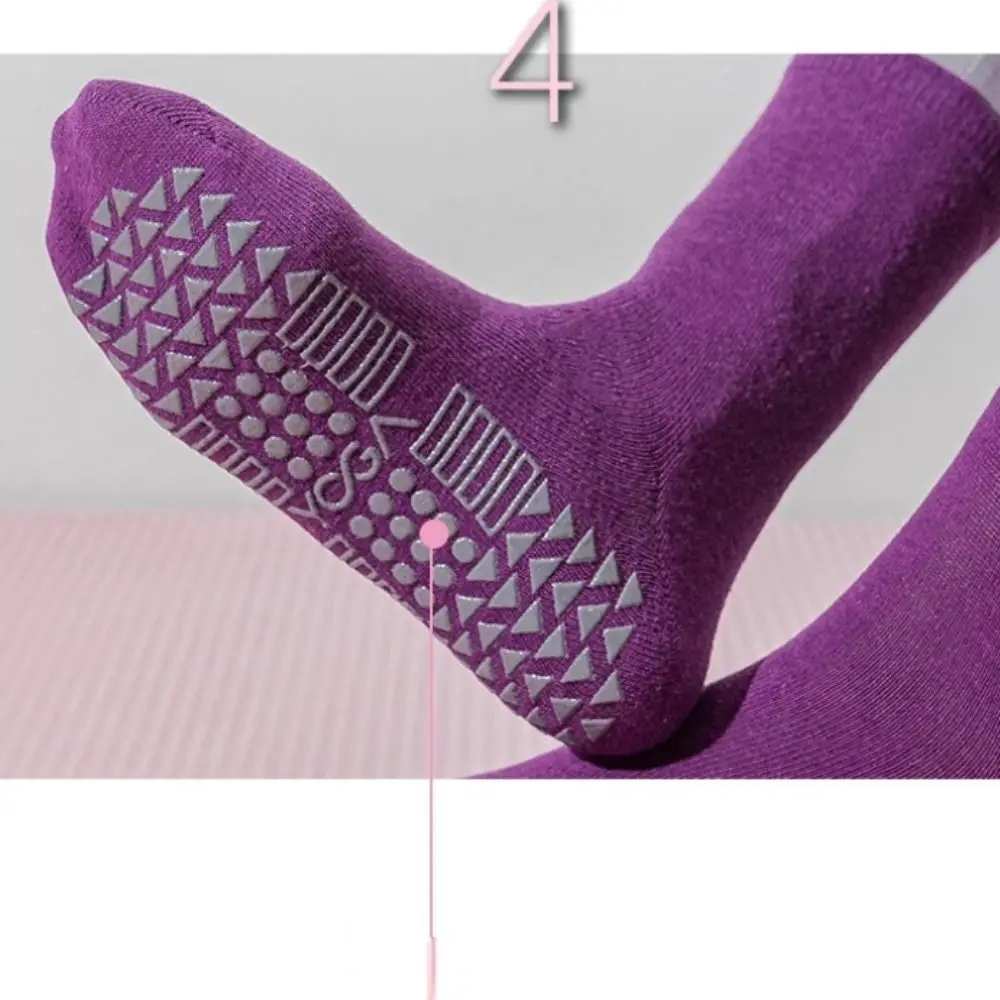 1 Pair Colorful Anti-slip Women Yoga Socks Middle Tube Elastic Pilates Ballet Socks Quick-Dry Breathable Yoga Fitness Socks Gym