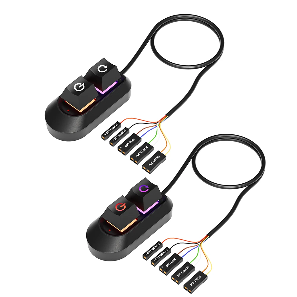 Botão de Energia para Computador de Mesa 2M, Interruptor de Alimentação para PC, Botão de Reinício, Interruptor Liga/Desliga para Placa-Mãe, para Gabinete de PC Doméstico e de Escritório