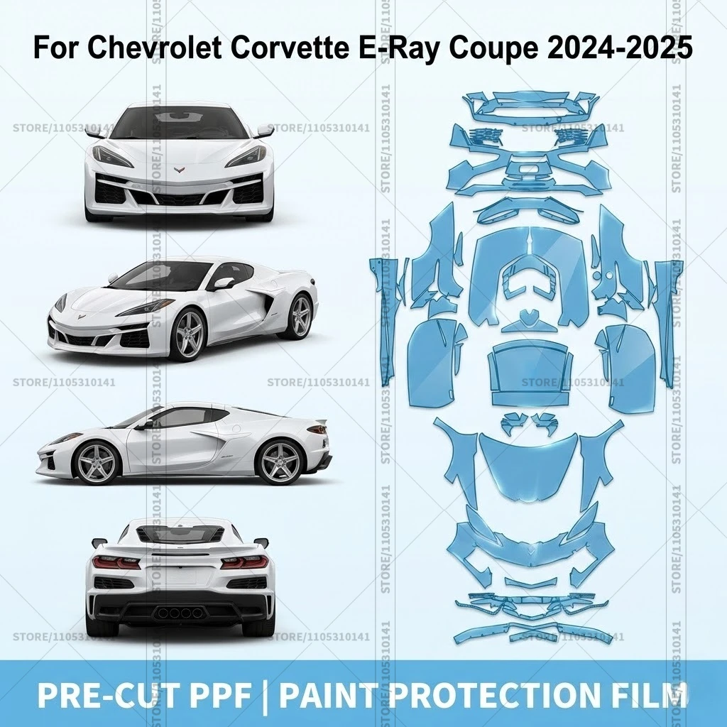 

Для Chevrolet Corvette E-Ray Coupe 2024-2025: Предварительно вырезанная прозрачная защитная пленка PPF для полной оклейки автомобиля