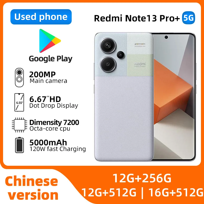 xiaomi redmi note 13pro+ Android 5G Unlocked 6.67 inch 12GB RAM 256G ROM All Colours in Good Condition Original used phone