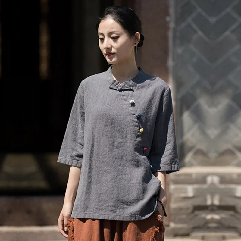 Pop Short Sleeve T-shirts Vintage Clothes Blouses And Shirts Oversized T-shirt Women Clothes Women's Blouse Cotton And Linen