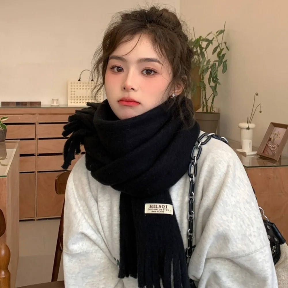 

Зимний шерстяной шарф с длинными кисточками в стиле ретро, утепленные зимние кашемировые шарфы, длинная шаль в корейском стиле для женщин/мужчин