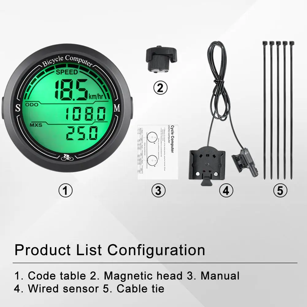 Bike Computer Waterproof Bicycle Odometer Multifunction Night Screen LCD Speedometer Speedometer Bike Safety Cycling Mounta M6N2