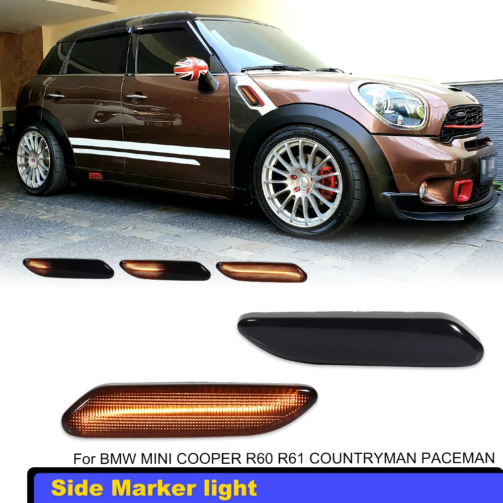 

Для Mini Cooper R60 Countryman R61 Paceman 2012-2017 прозрачные и дымчатые линзы, светодиодные боковые габаритные фонари, крыло, динамические указатели поворота