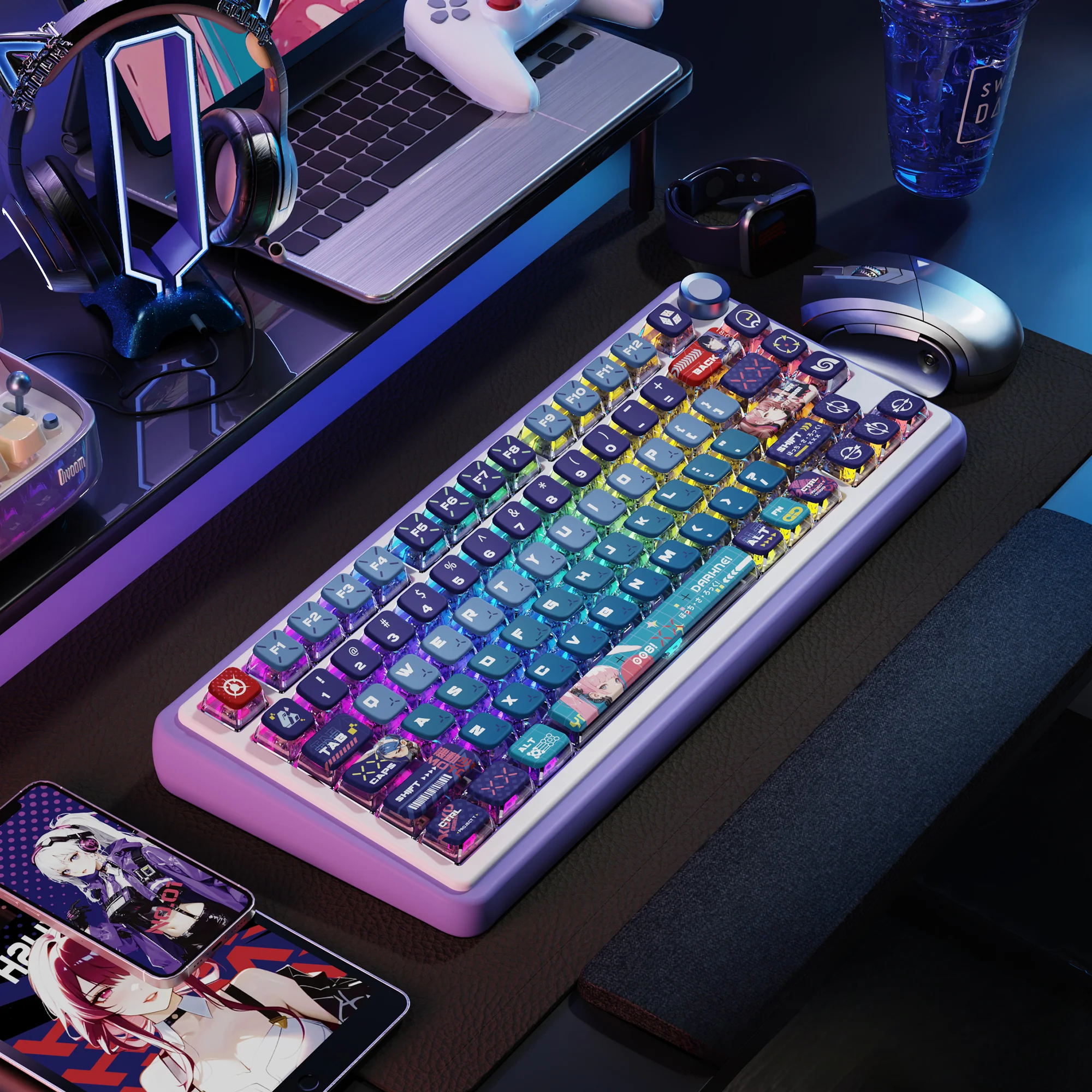 Anime culture Transparent ASA Profile Keycaps Customized PBT+PC Material Keycaps Compatible with MX Mechanical Keyboard  키캡